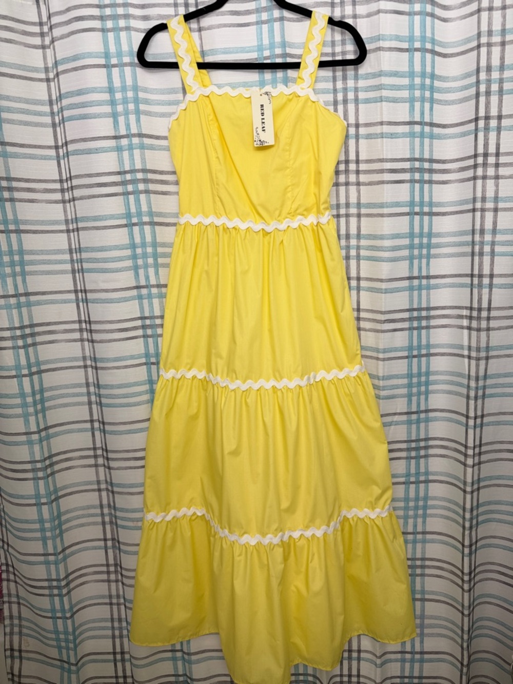Sunny Yellow Tiered Maxi Dress with White Rickrack